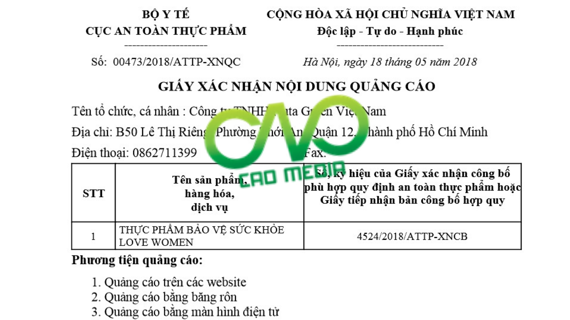 Giấy Phép Quảng Cáo