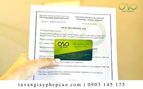 Xin giấy chứng nhận health certificate bánh phở khô
