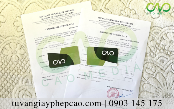 Certificate of Free Sale cho yến sào tinh chế do cơ quan nào cấp?