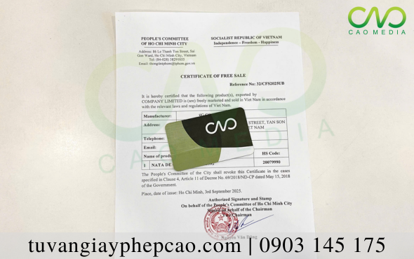 Giấy chứng nhận CFS sữa tươi tiệt trùng do cơ quan nào cấp